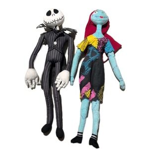 NIGHTMARE BEFORE CHRISTMAS Jack Skellington & Sally Poseable Plush 25" Disney